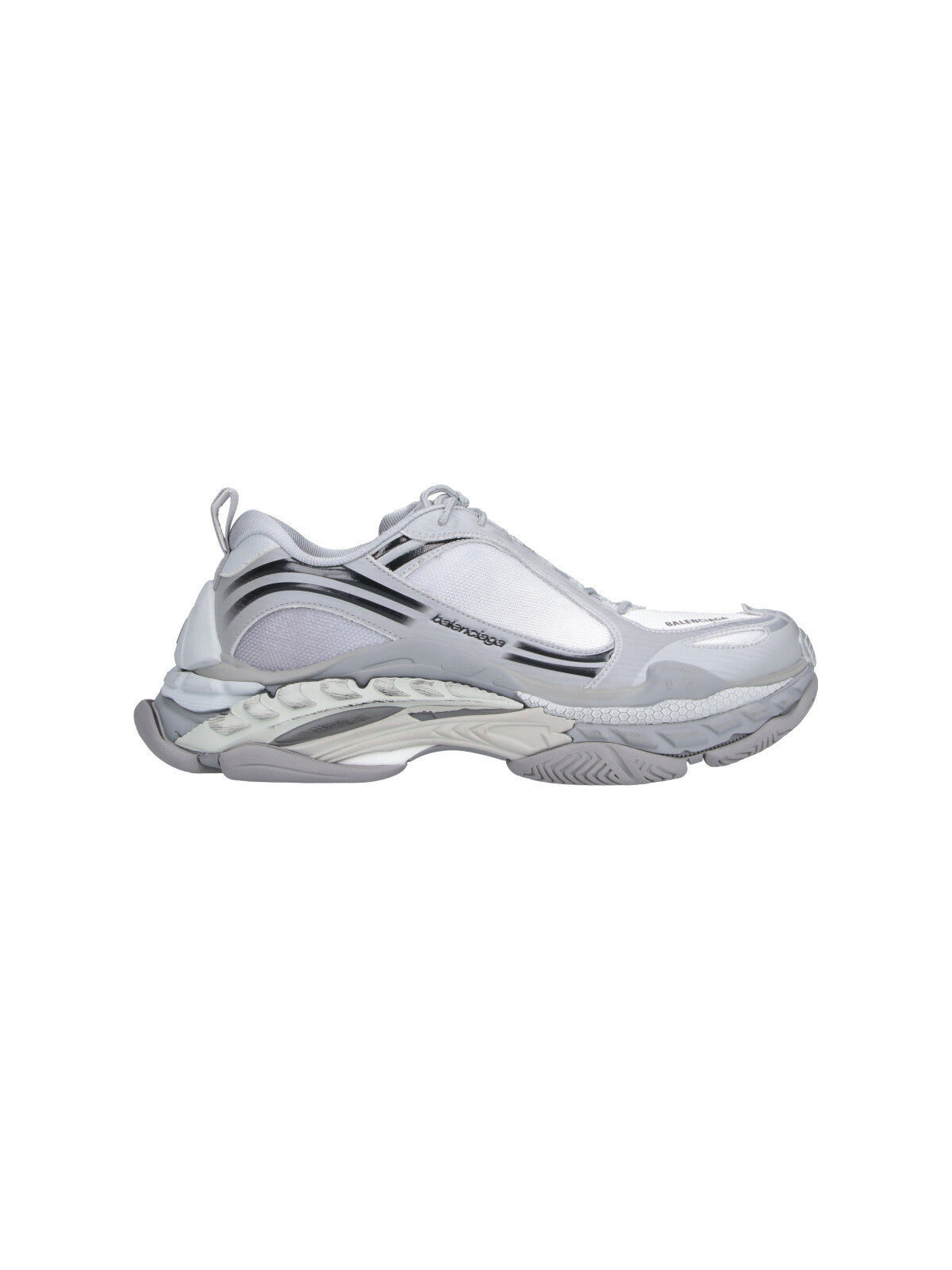 Futuristic Light Grey Sneakers With Layered Sole