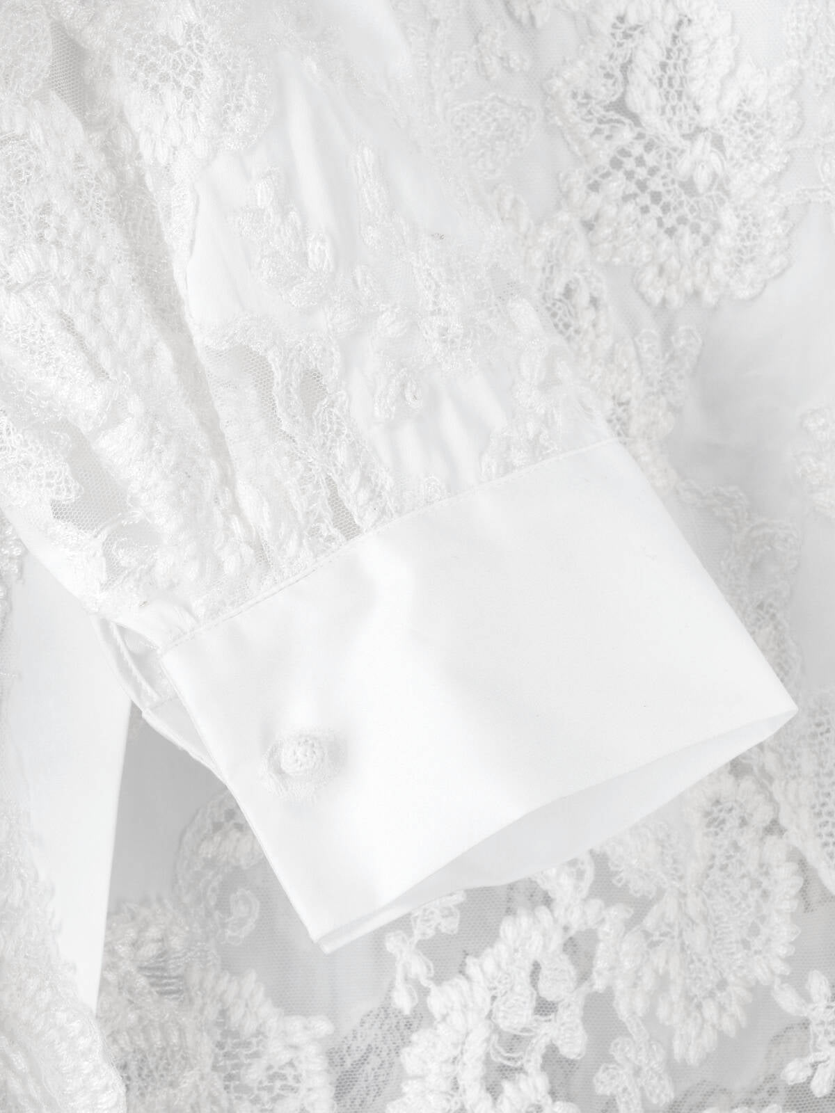 White Intricate Lace Detail Cotton Blouse