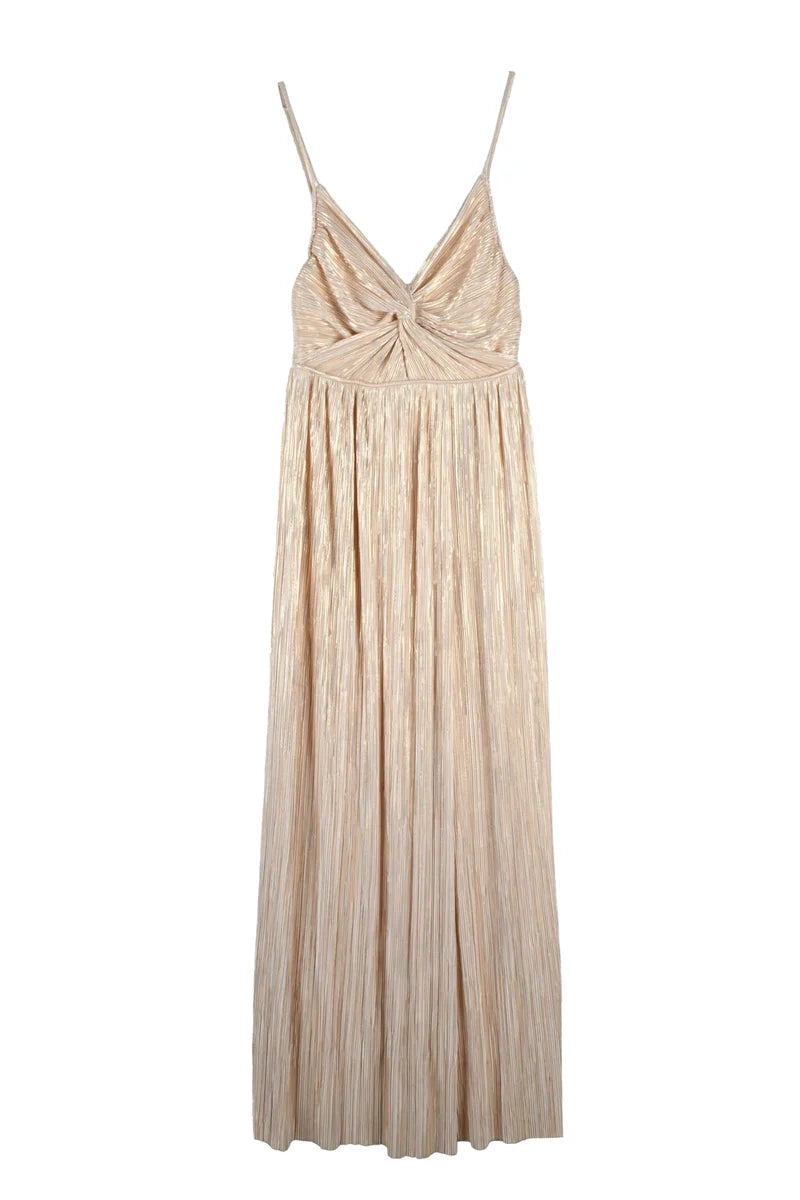 Pleated Maxi Dress - Gold