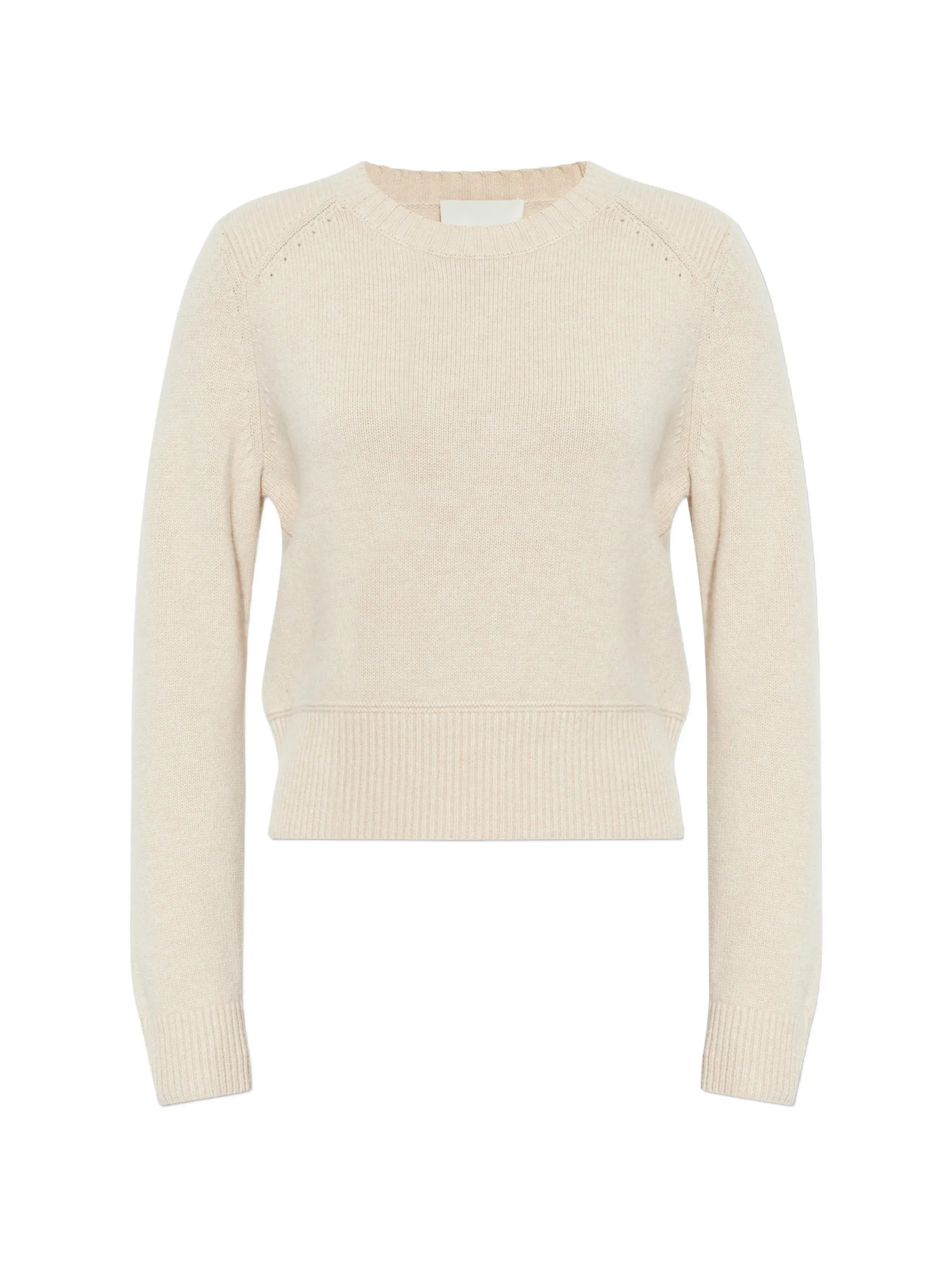 Neutral Cornelia Cropped Wool Pullover