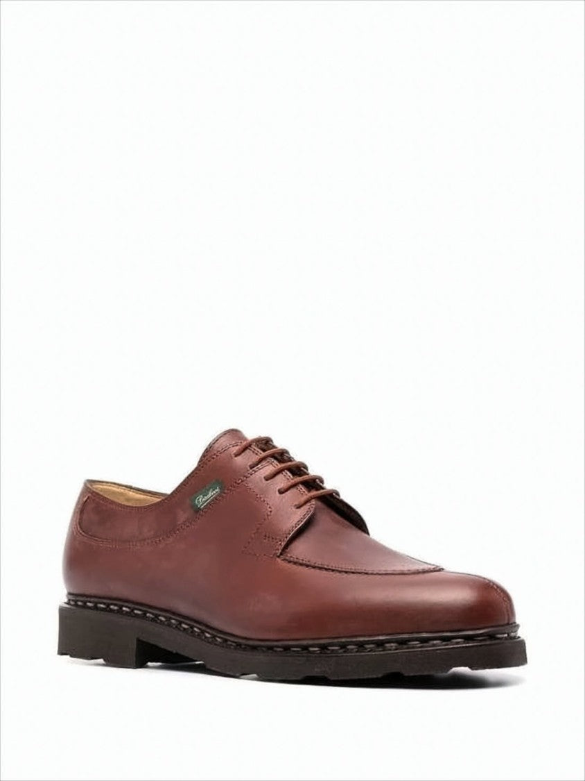 Brown Leather Lace-Up Shoes with Classic Design