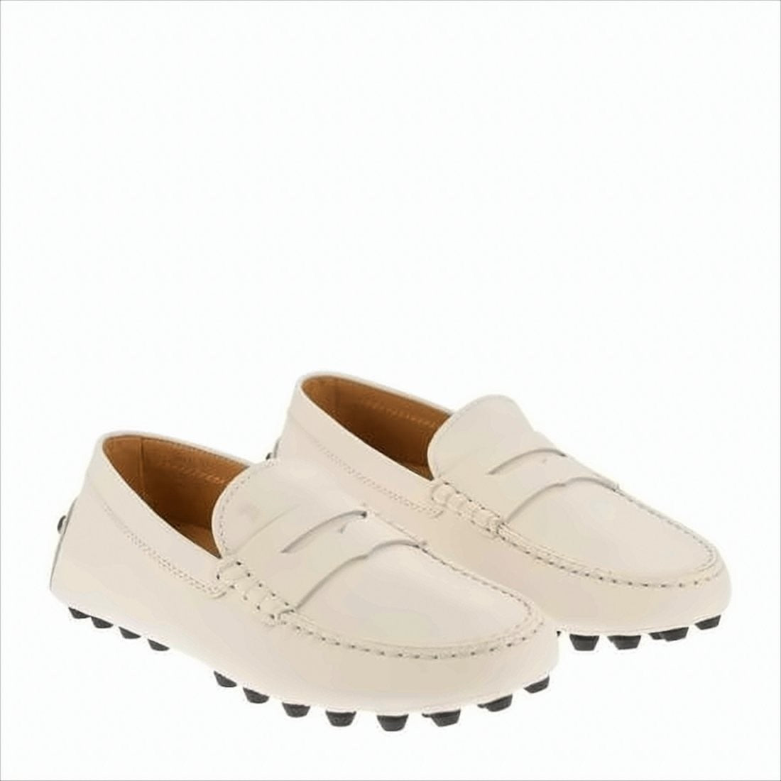 Leather Loafer with Penny Strap and Rubber-Studded Sole
