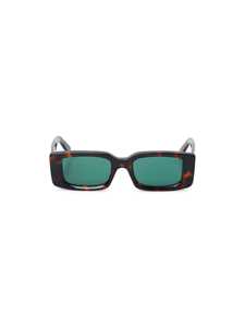 Bold Rectangular Havana Green Sunglasses with Tortoiseshell Pattern