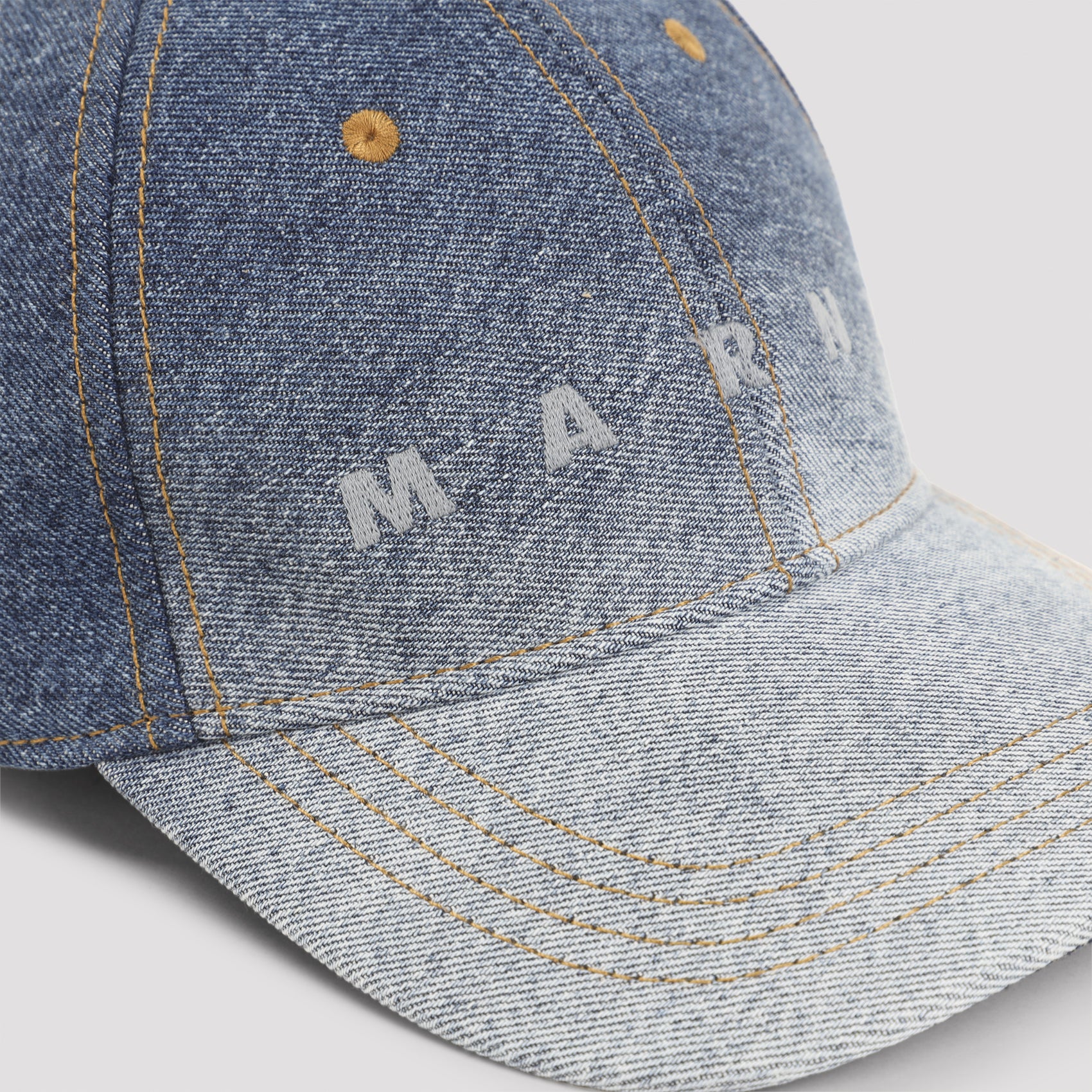 Gradient Blue Denim Baseball Cap with Embroidered Detailing