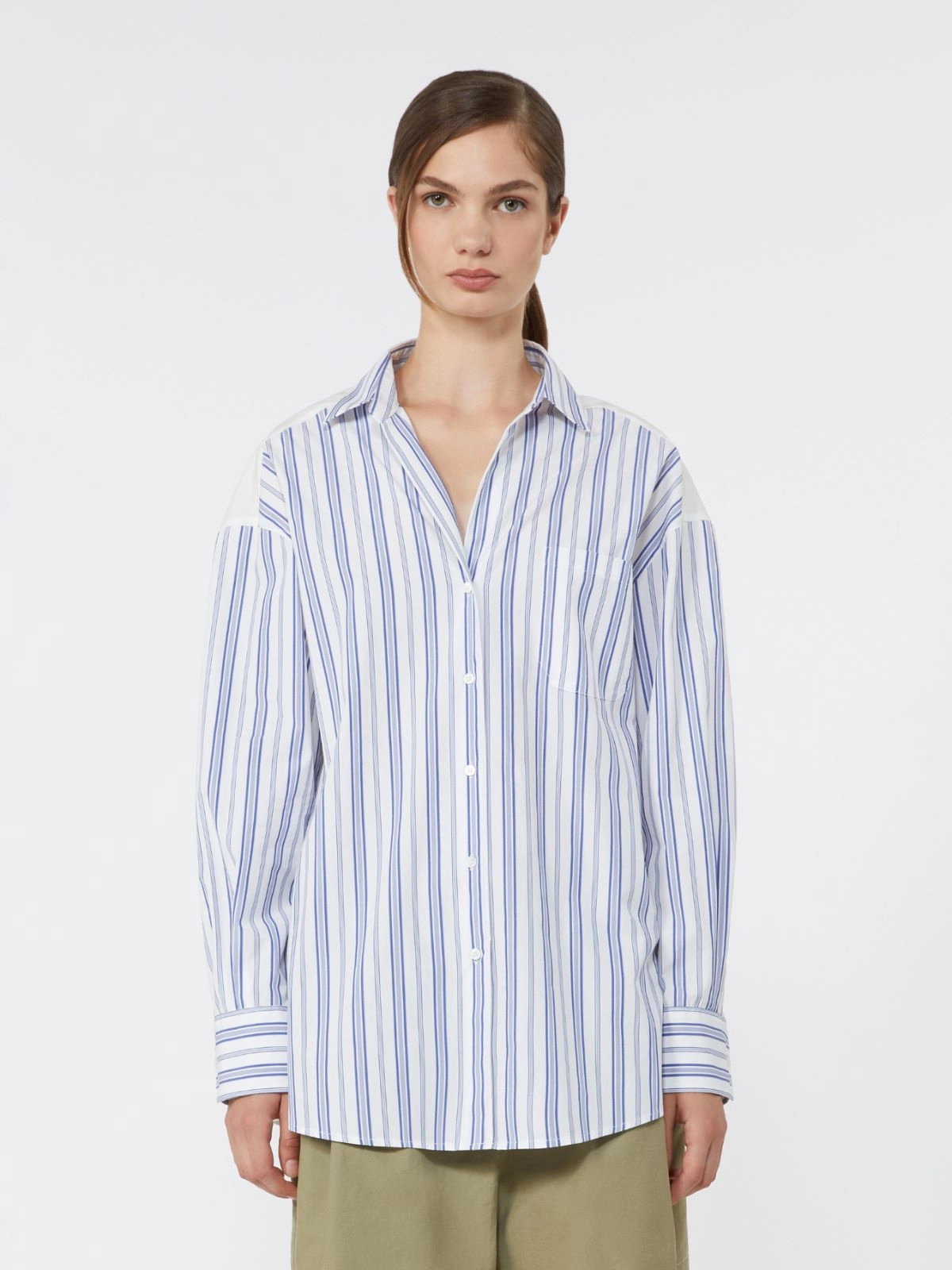 Long-Sleeved Button-Up Shirt with Floral Embroidery