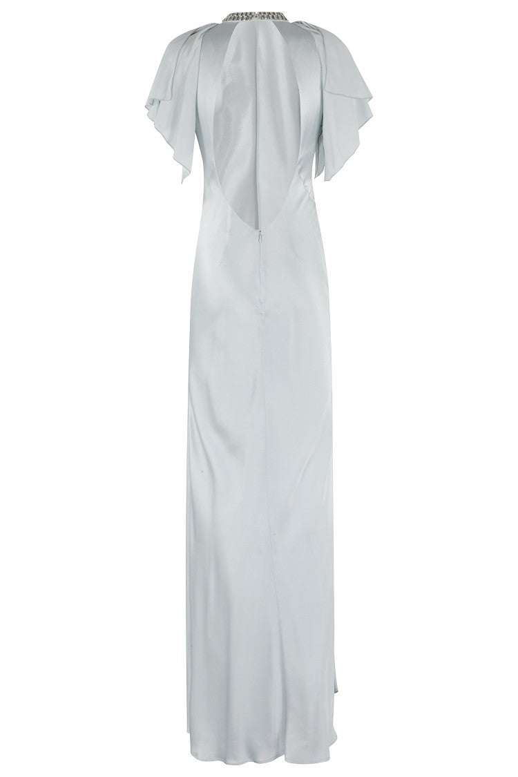 Satin Dress With Swarovski Accents