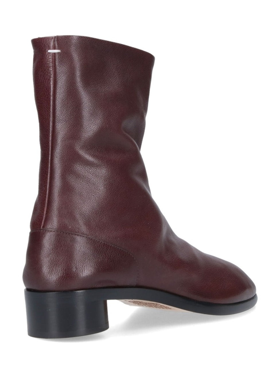 Ankle-High Split-Toe Brown Leather Boots