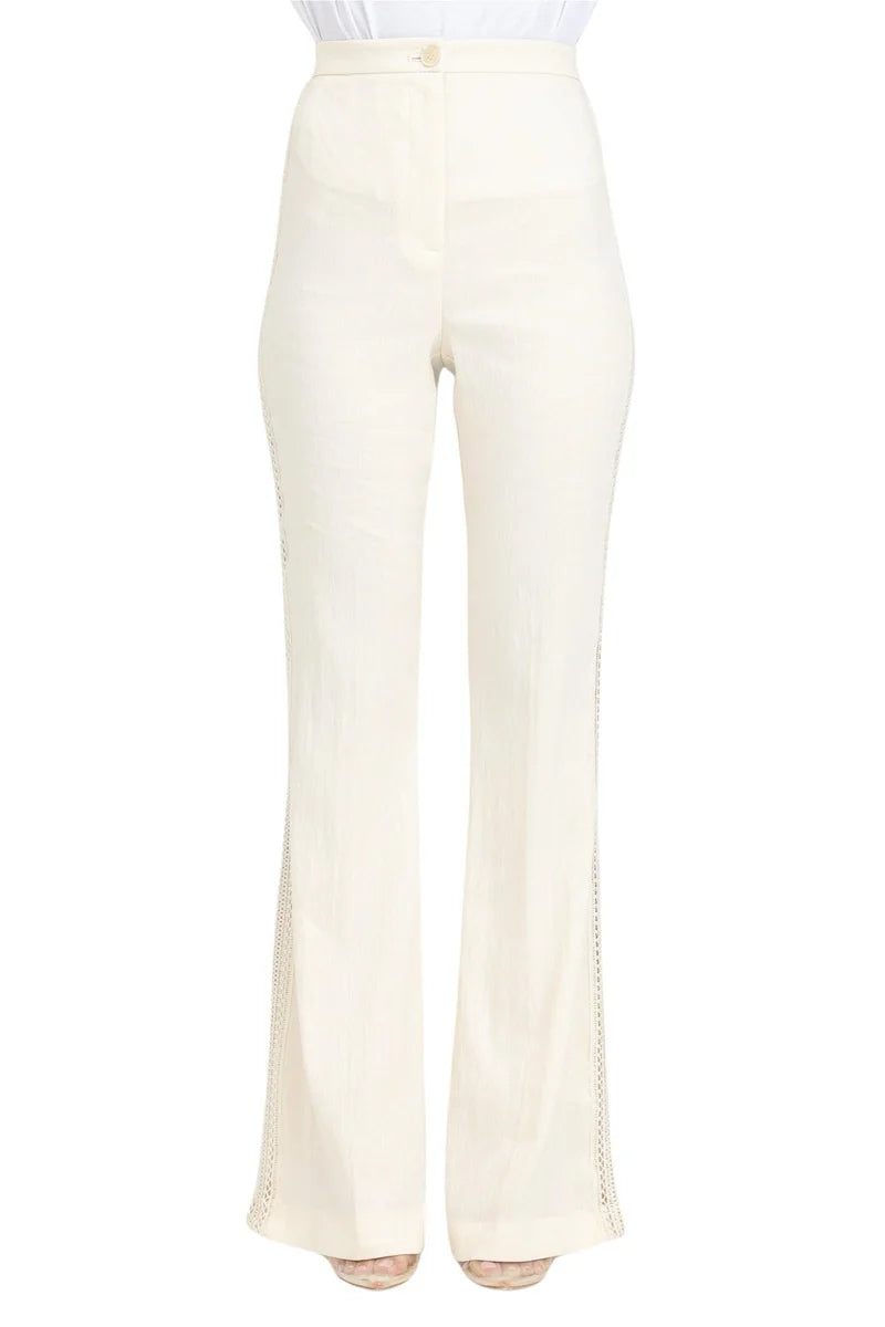 Linen Polyamide Trousers - Cream