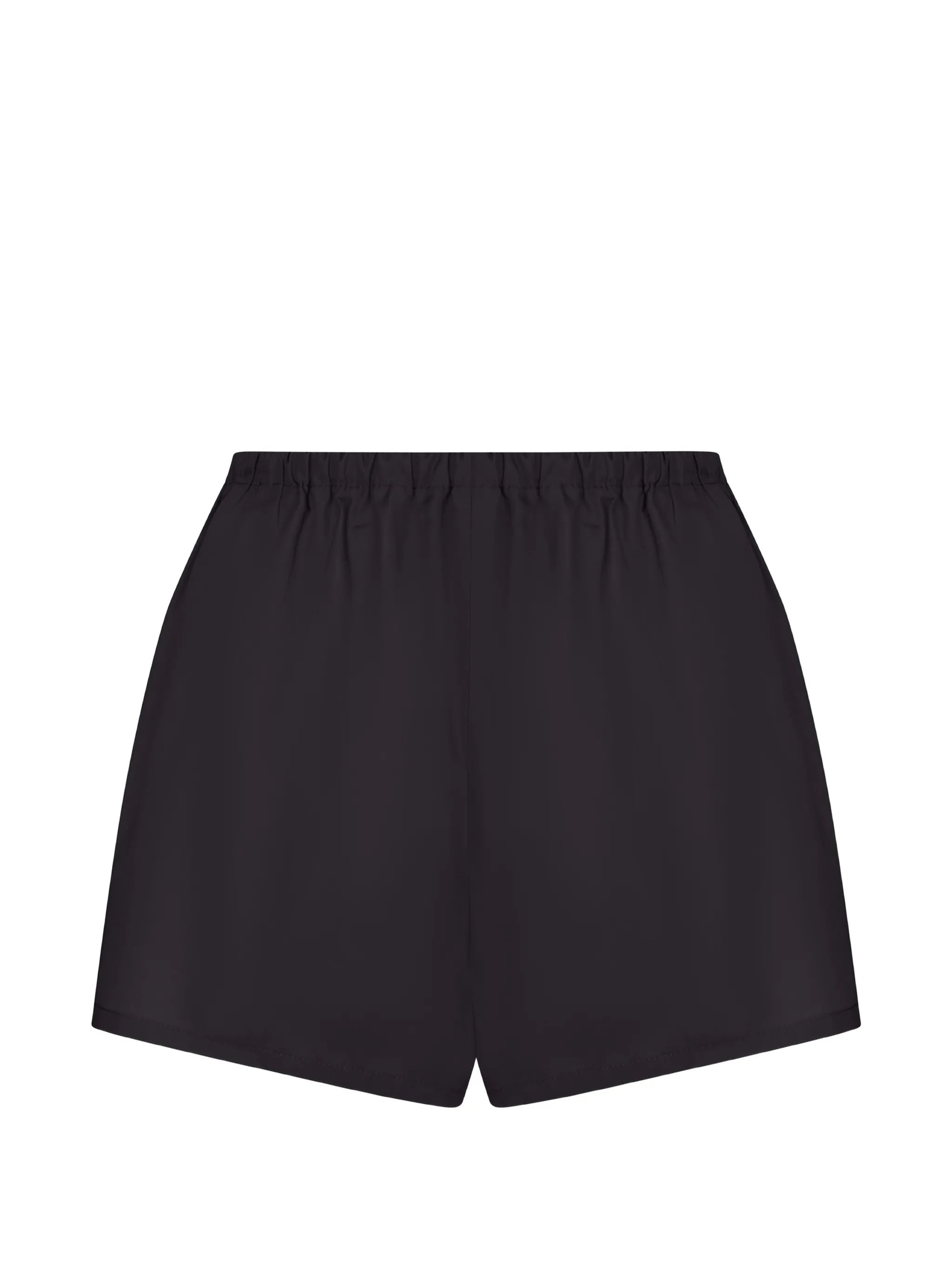 Black Popeline Relaxed Fit Shorts