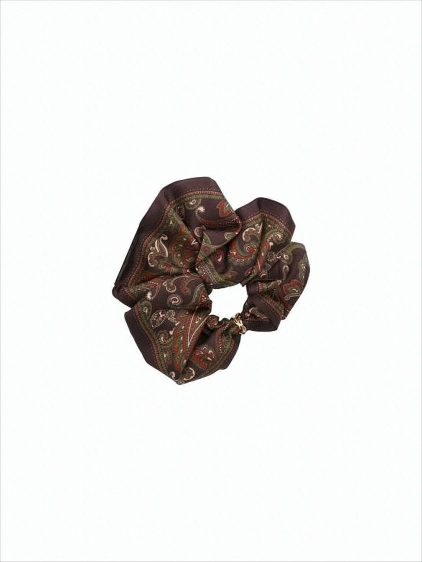 Silk Scrunchie with Rich Paisley Pattern