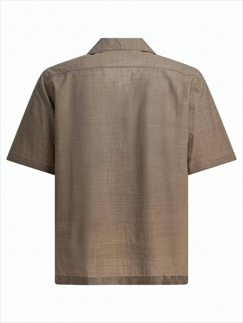 Boxy Short-Sleeve Wool Shirt