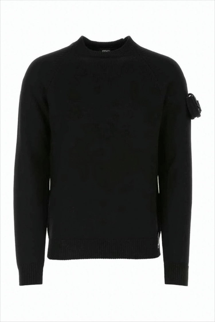 Classic Black Wool Sweater with Tassel Detail