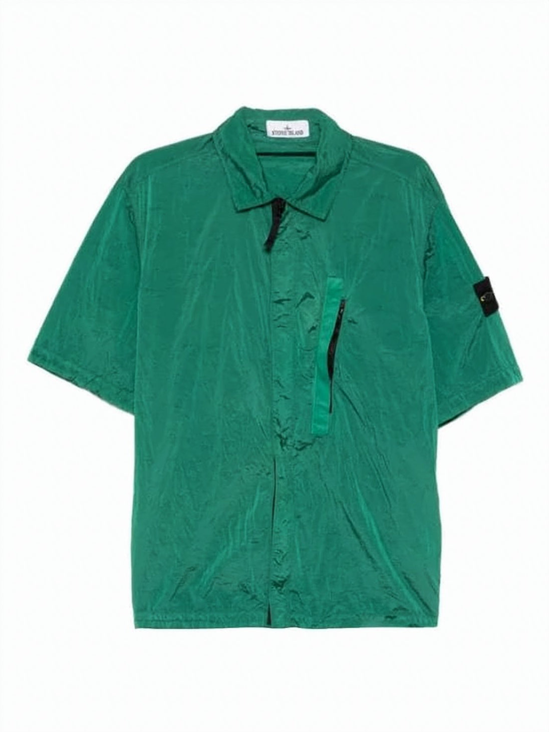Boxy Brown Short-Sleeve Shirt with Concealed Placket