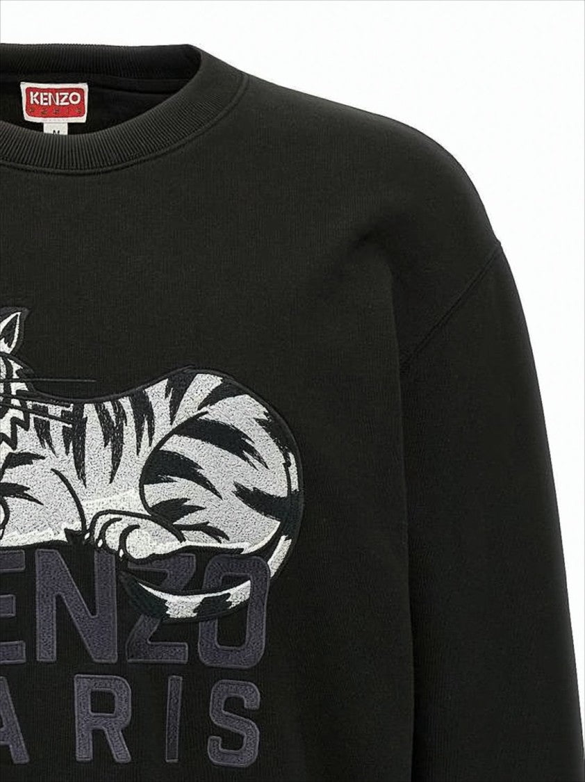 Long-Sleeve Cotton Sweatshirt with Graphic Tiger Design