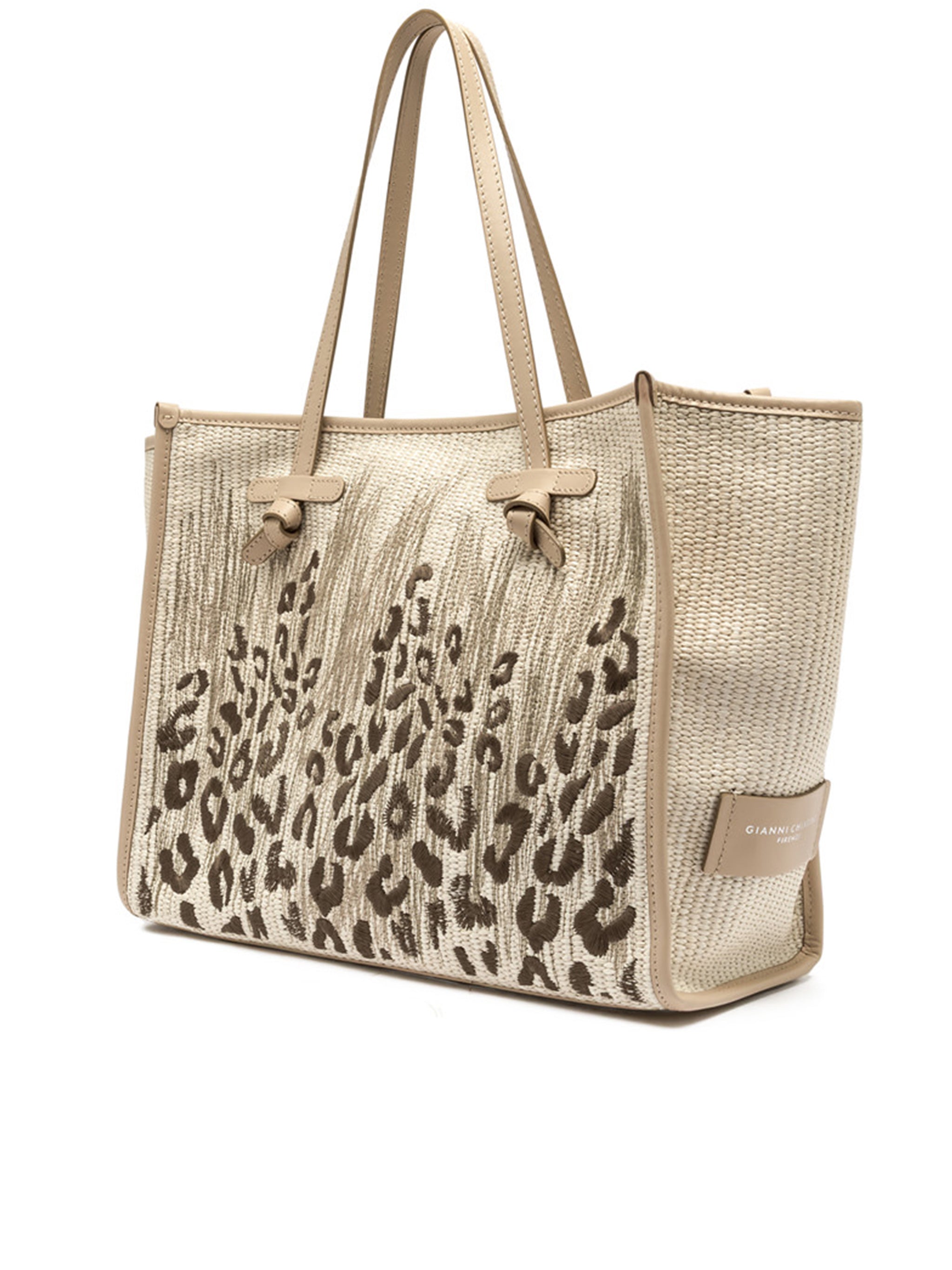 Marcella Abstract Leopard Print Woven Tote
