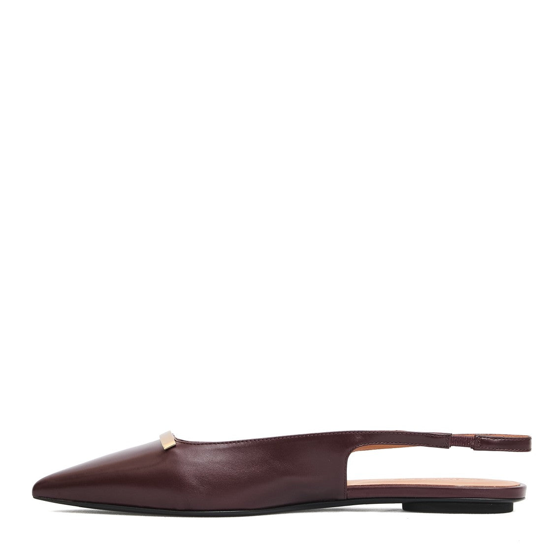 Low-heeled Burgundy Leather Slingbacks