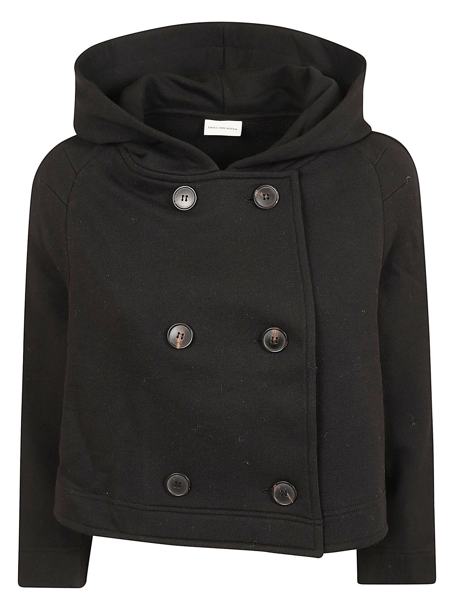 Cropped Double-Breasted Jacket with Hood
