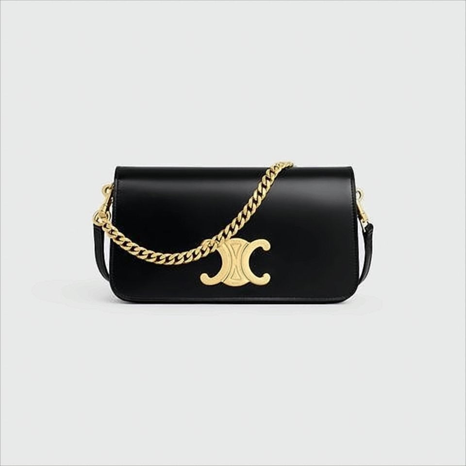 Sleek Rectangular Crossbody Bag with Gold-tone Chain Strap