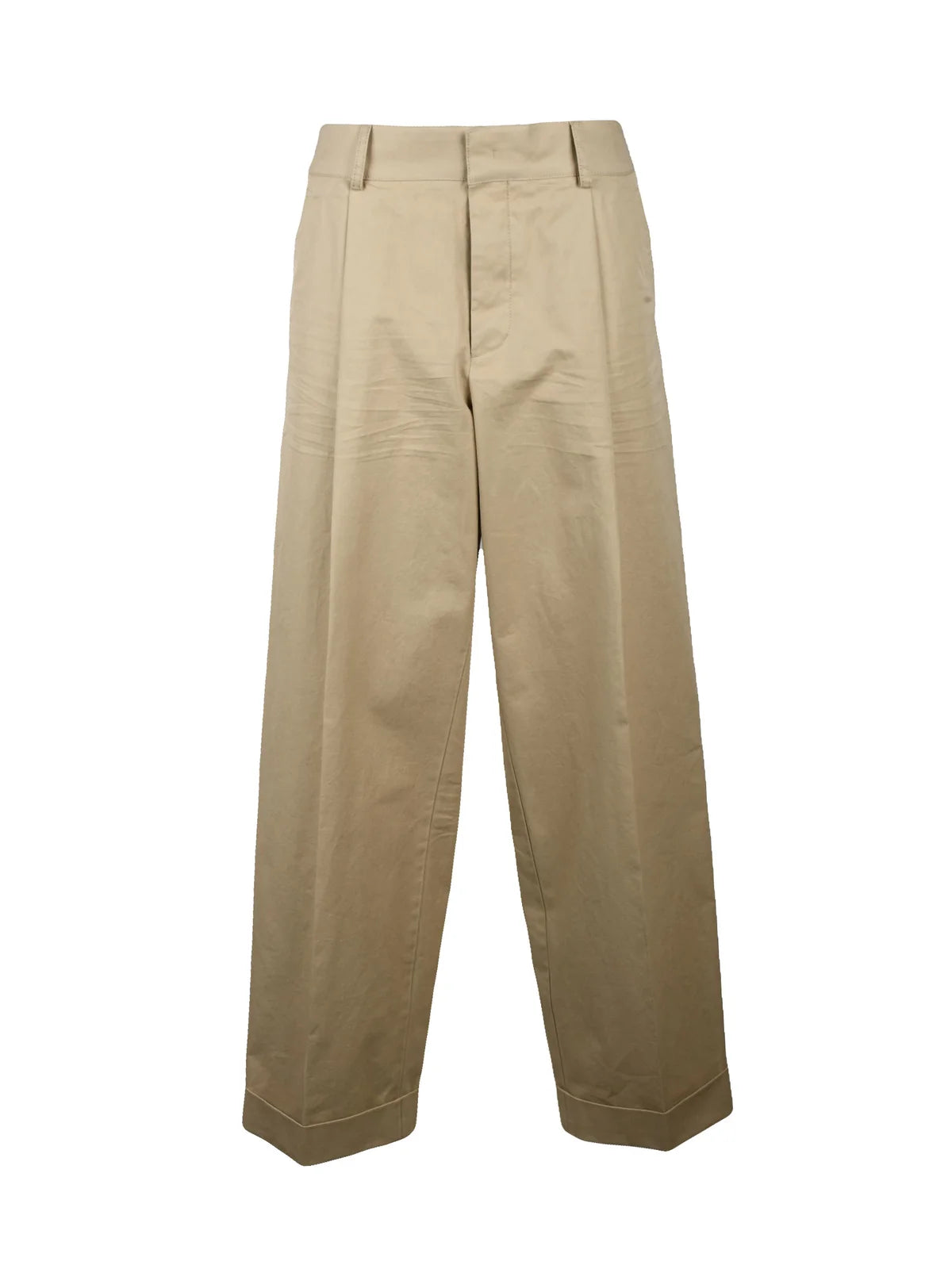 High-Waisted Chino Trousers - Beige