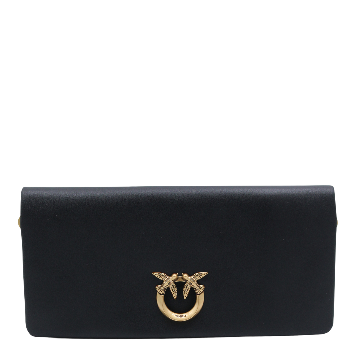Rectangular Black Bag with Gold-tone Clasp