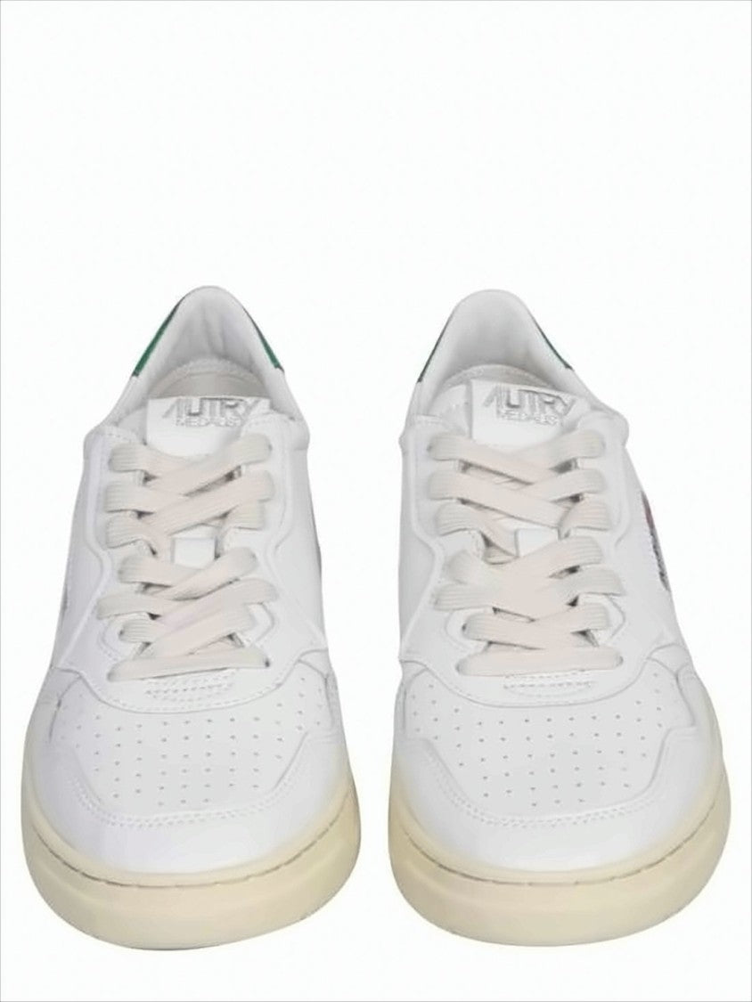 Clean White Leather Low-Top Sneakers with Perforated Detail