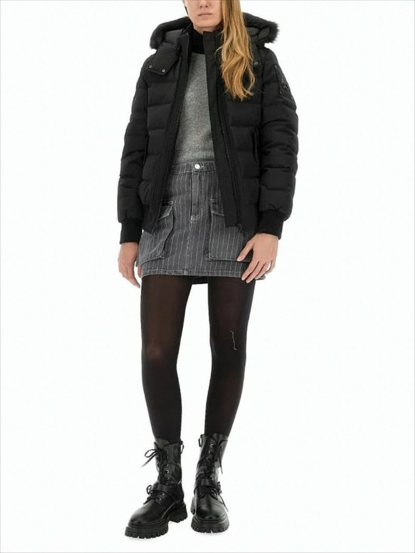 Quilted Cropped Padded Jacket With Detachable Fur Hood