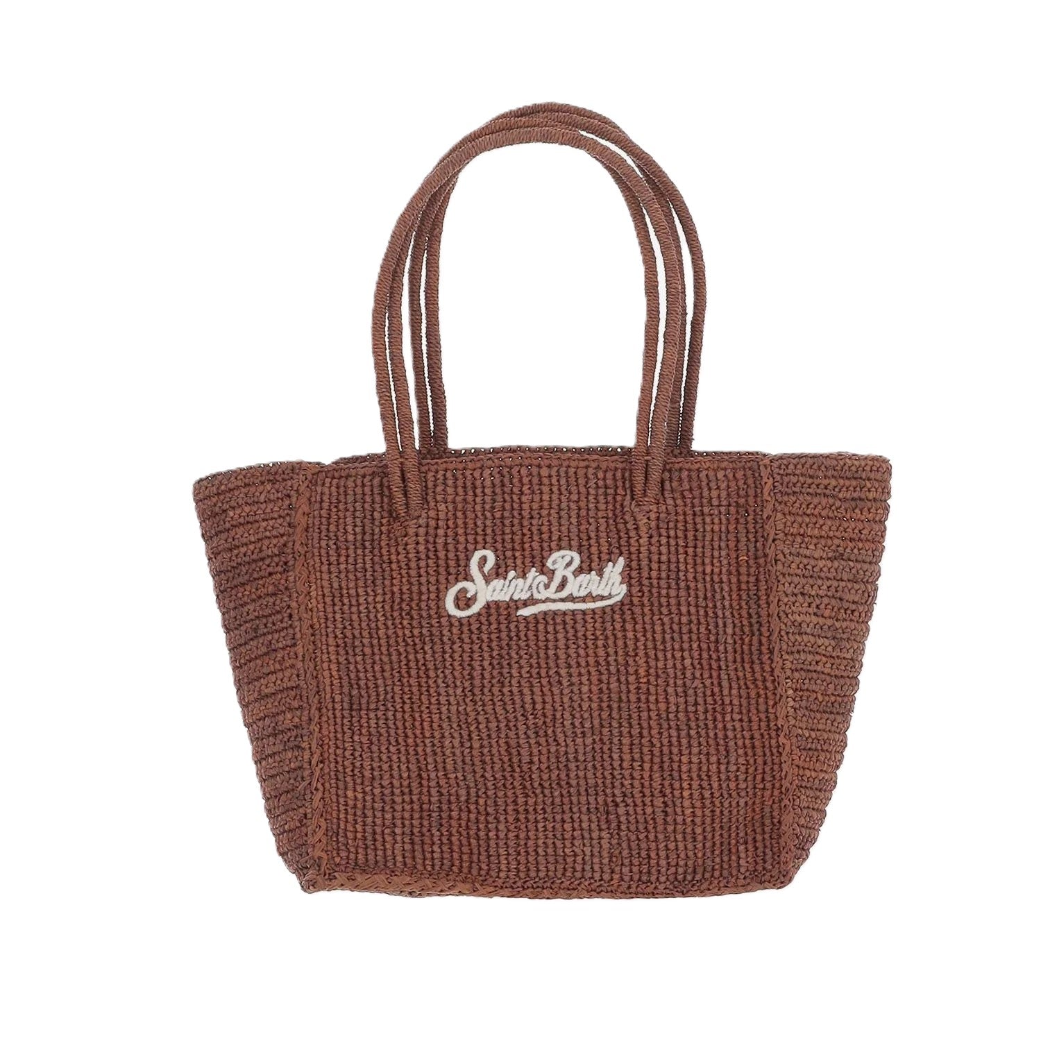 Textured Woven Medium Tote Bag with Embroidered Logo