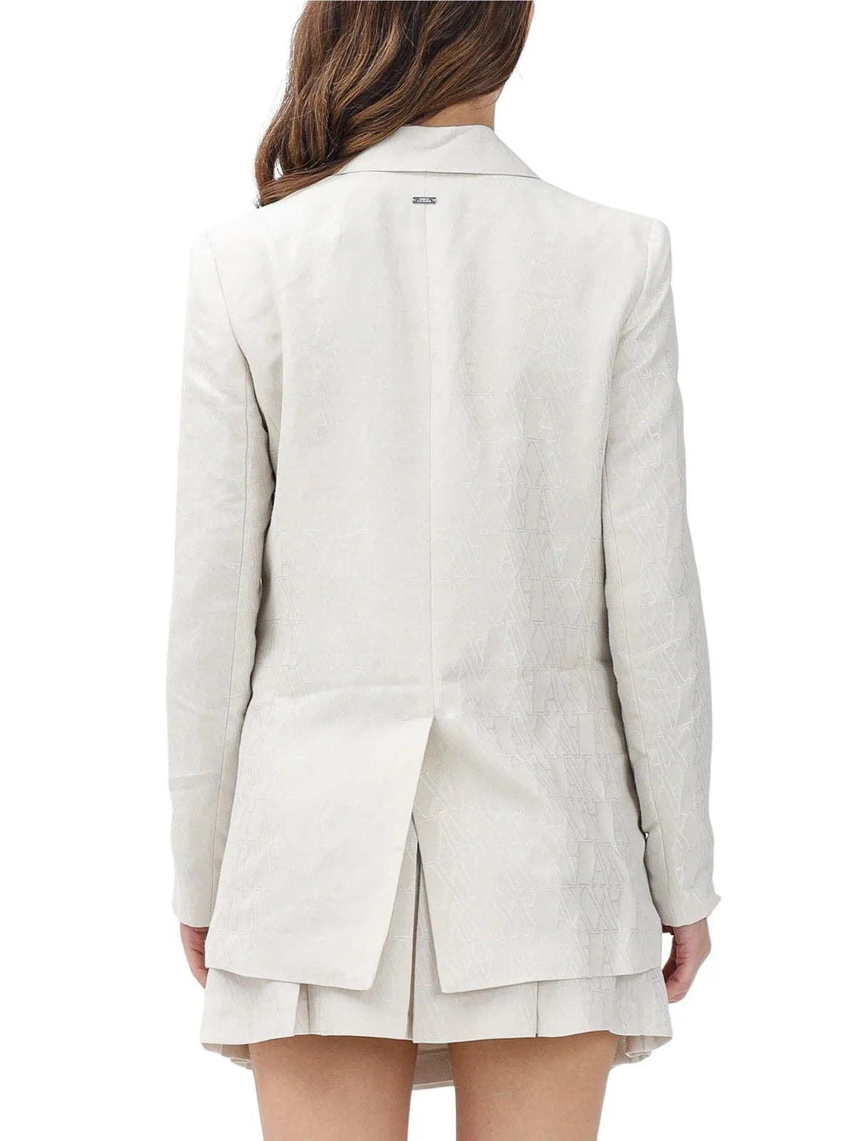 White Cotton Polyester Double-Breasted Jacket