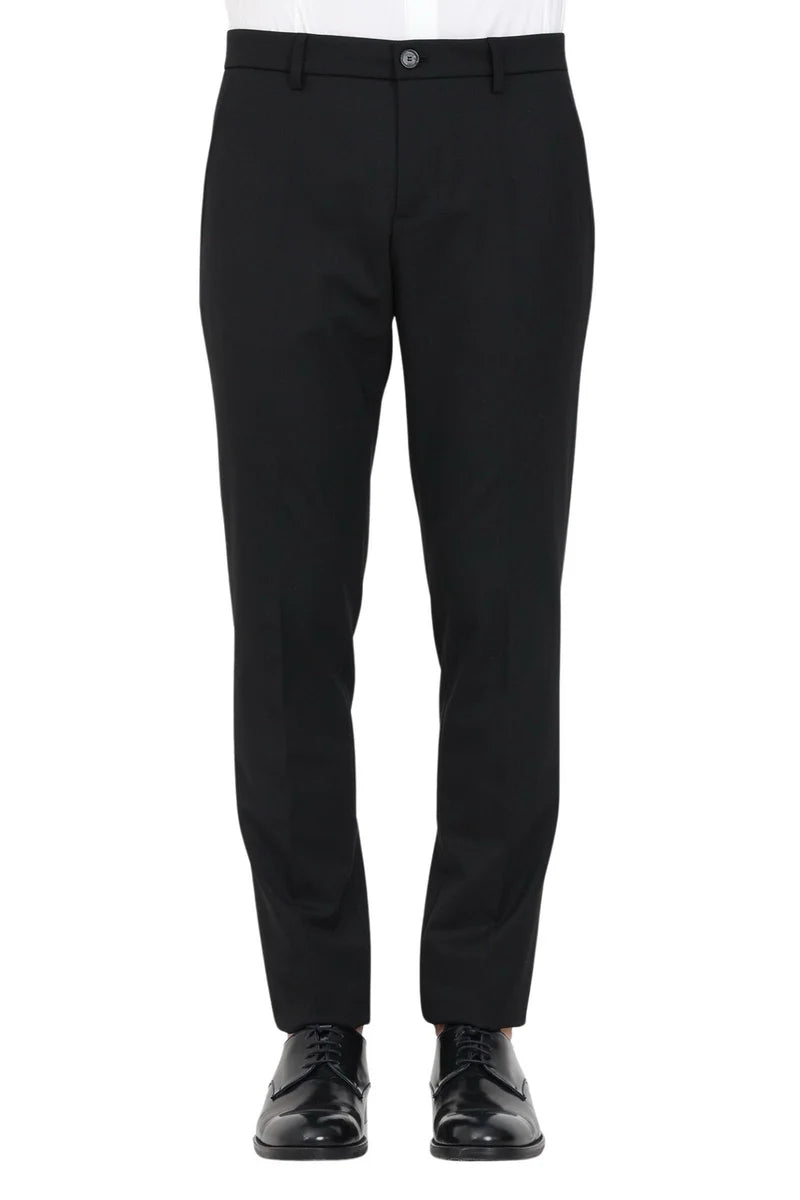 Virgin Wool Stretch Pants - Black