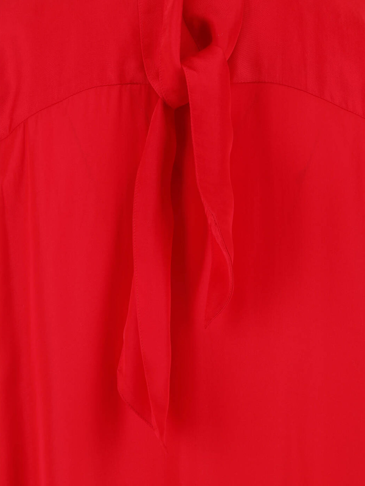 Red Voluminous Sleeve Scarf Detail Blouse