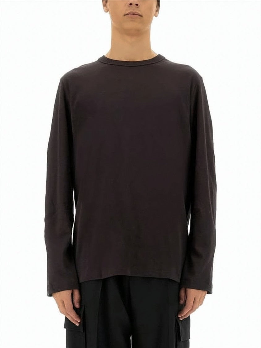 Relaxed Fit Long-Sleeve Crew Neck T-Shirt with Tonal Logo