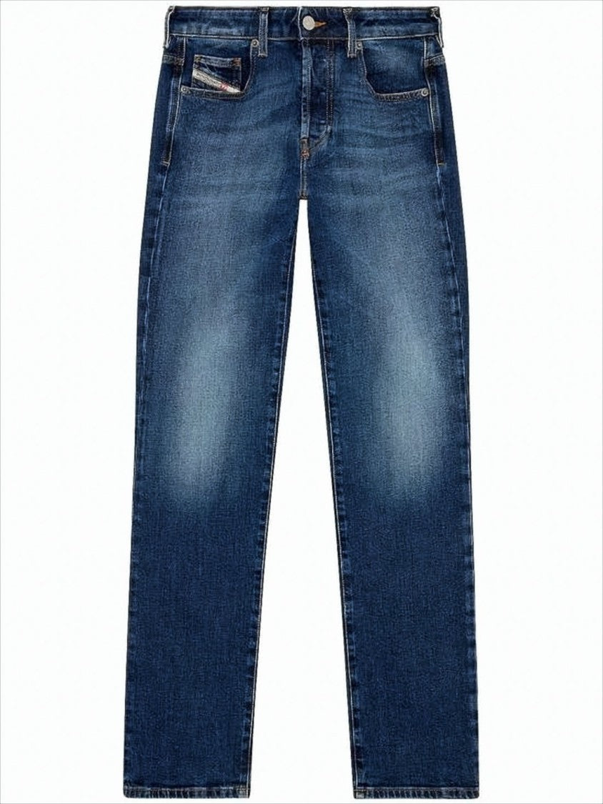 Medium Wash Straight-Leg Denim Pants