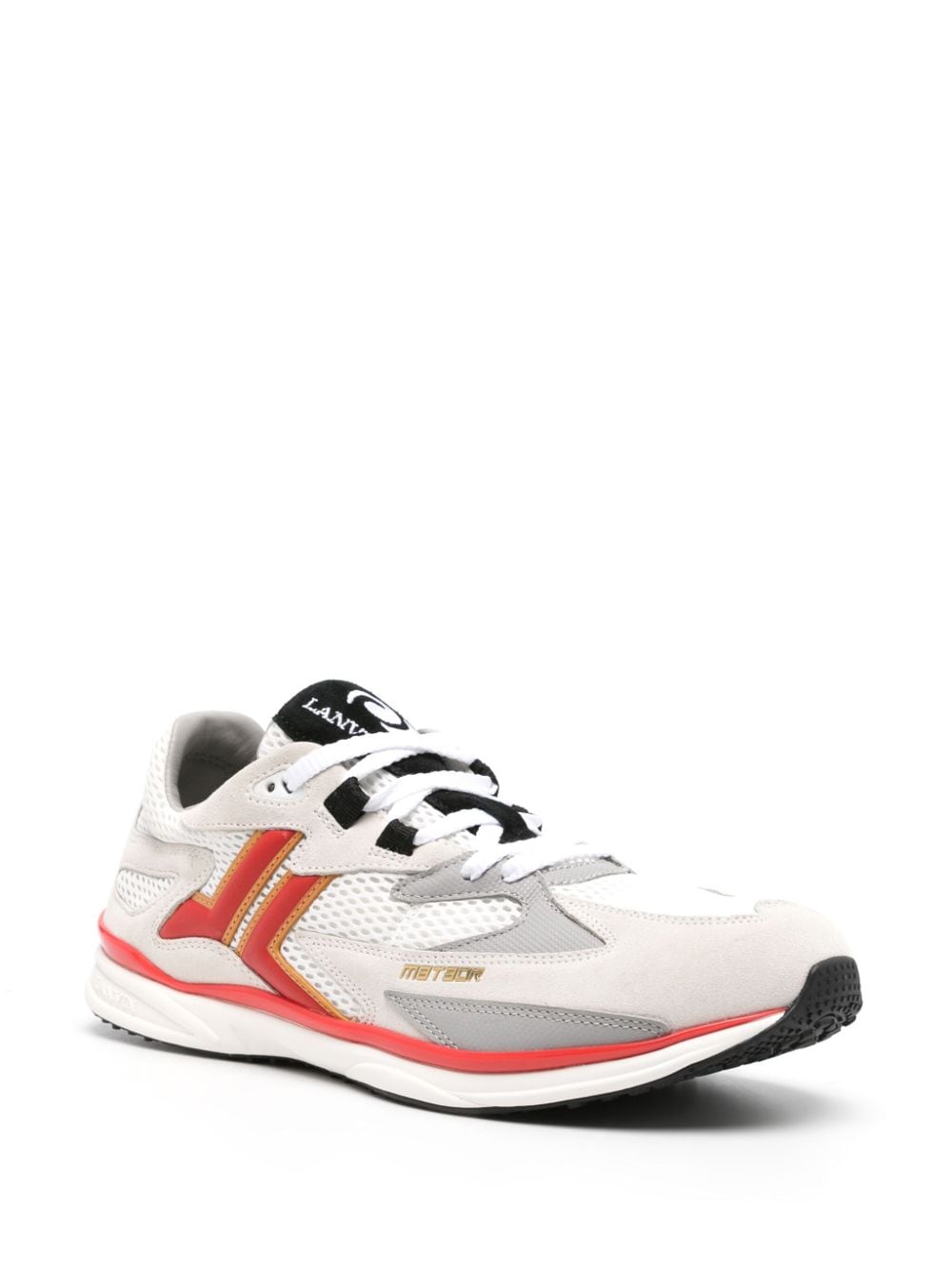 Low-Top Sneakers with Multicolor Side Stripe in Calf Suede