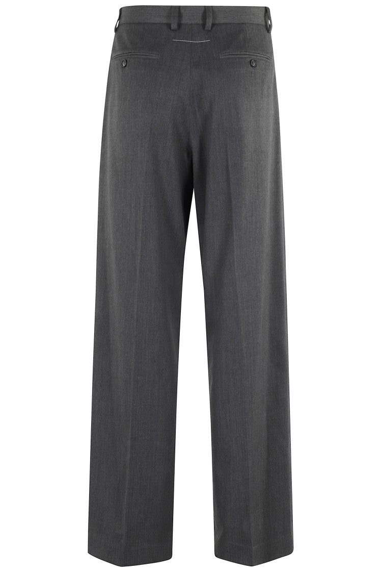 Wide-Leg Tailored Pants With Double Pleat Design