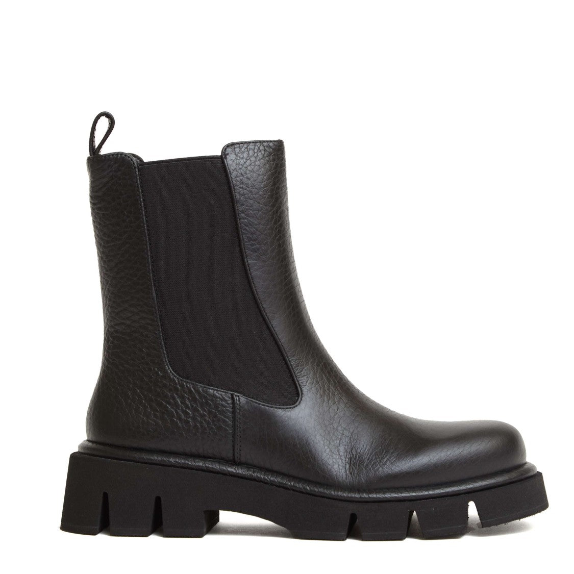Textured Hammered Leather Ankle Boots with Sole