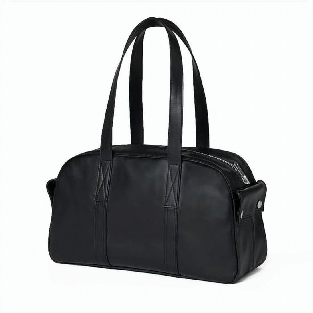 Black Structured Smooth Canvas Tote Bag