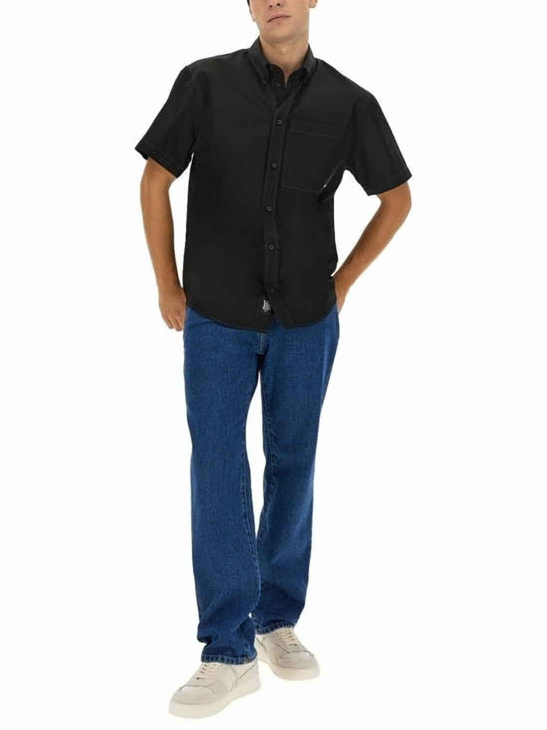 Button-Down Short-Sleeve Shirt With Structured Finish
