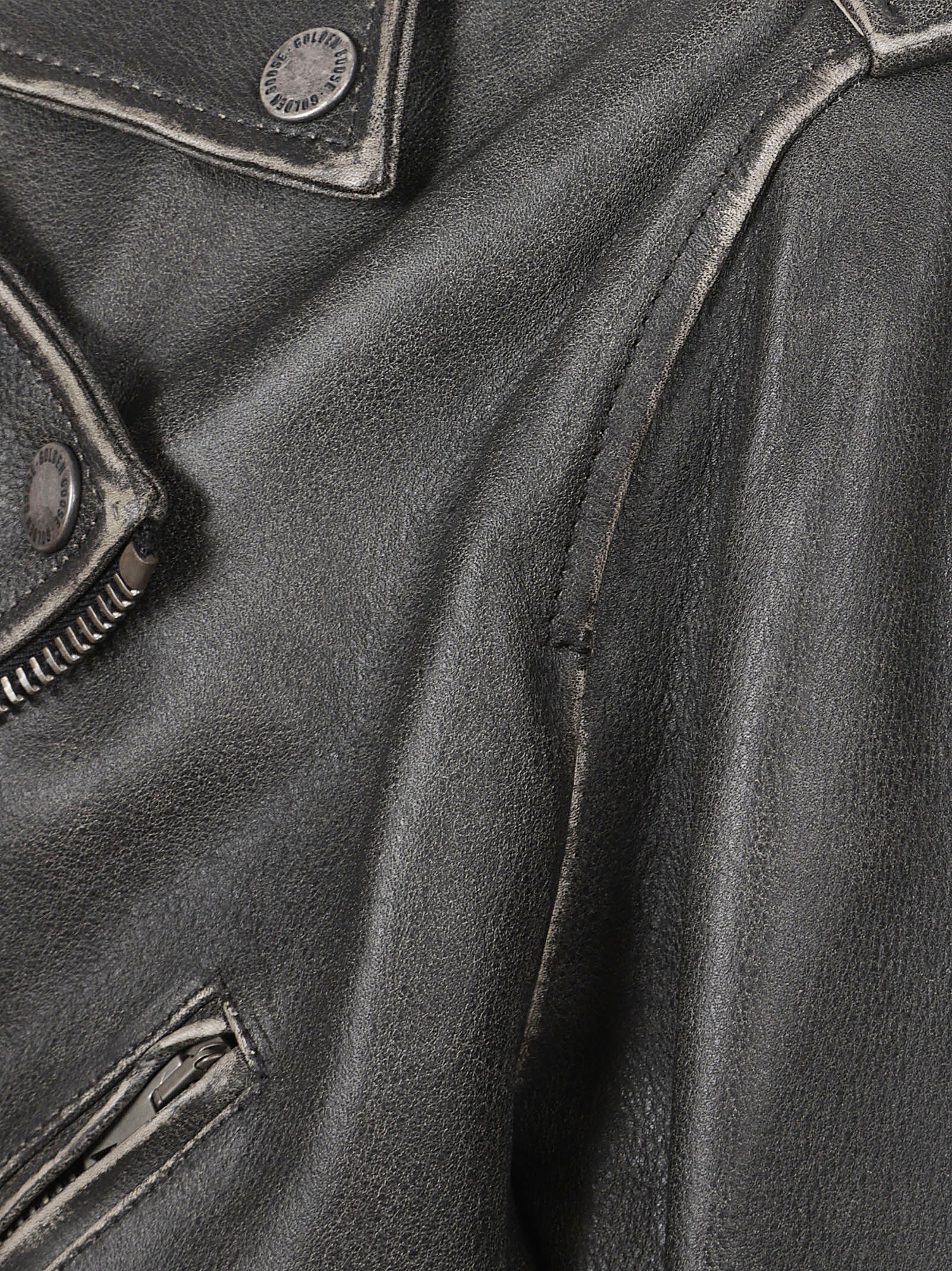 Hammered Leather Biker Jacket