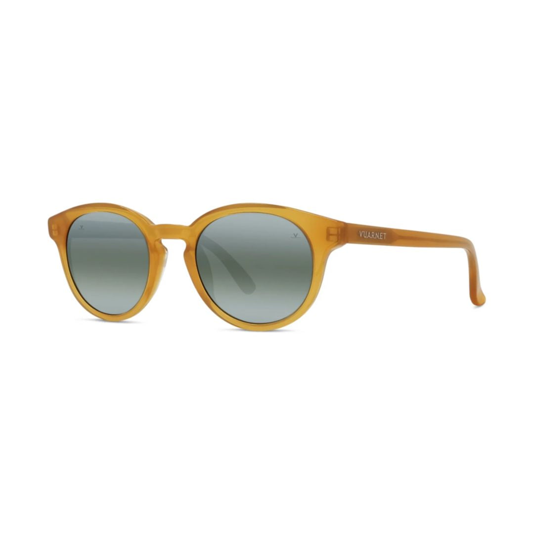Vu40040i Rounded Frame Sunglasses with Translucent Amber Construction