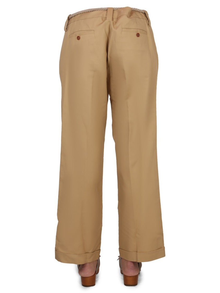 Straight-Leg Pants With Rope Belt Detail
