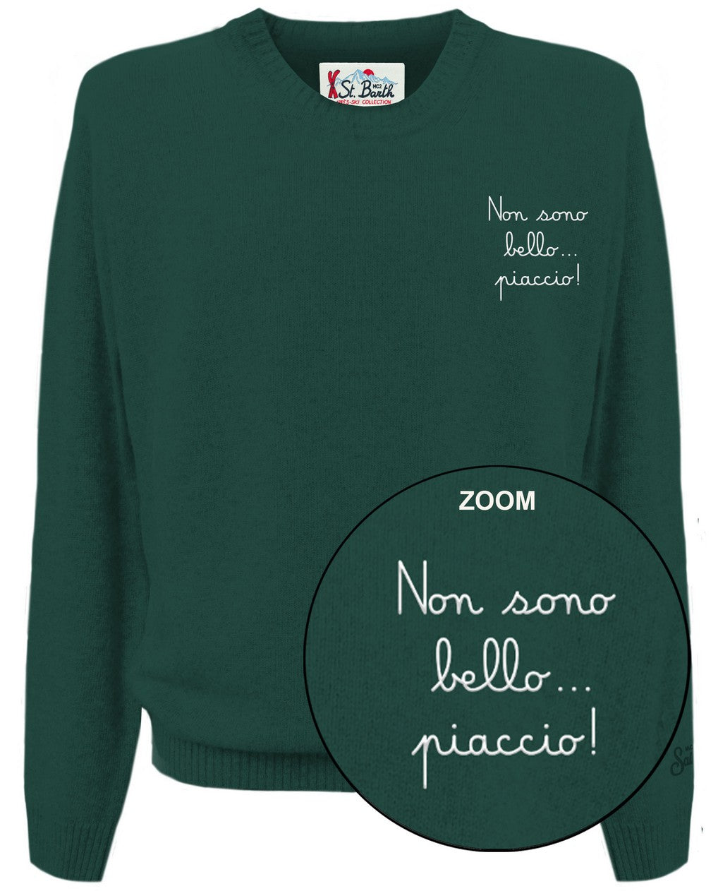 Green Crewneck Sweater with Front Lettering
