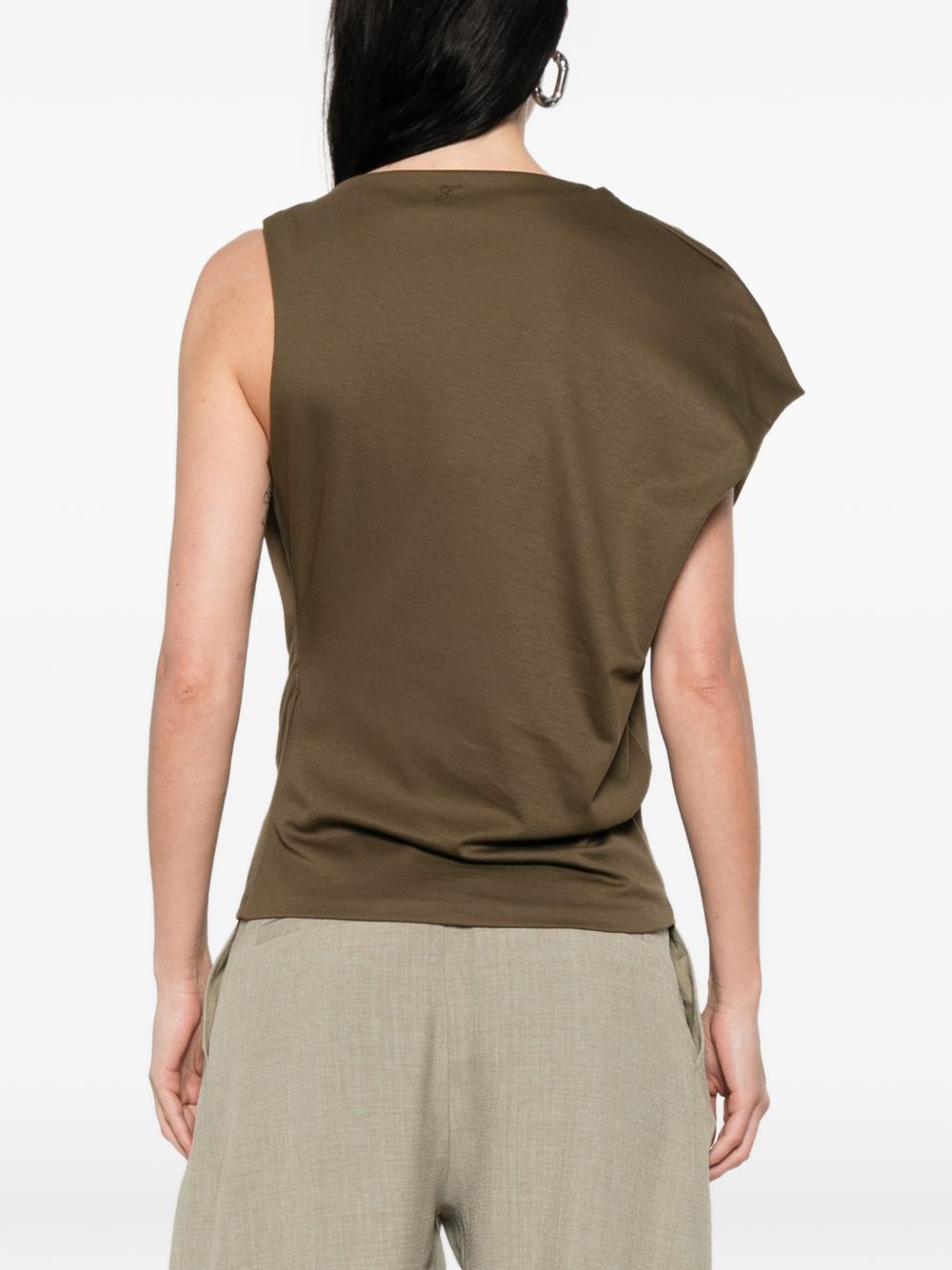Khaki Draped Sleeveless Top