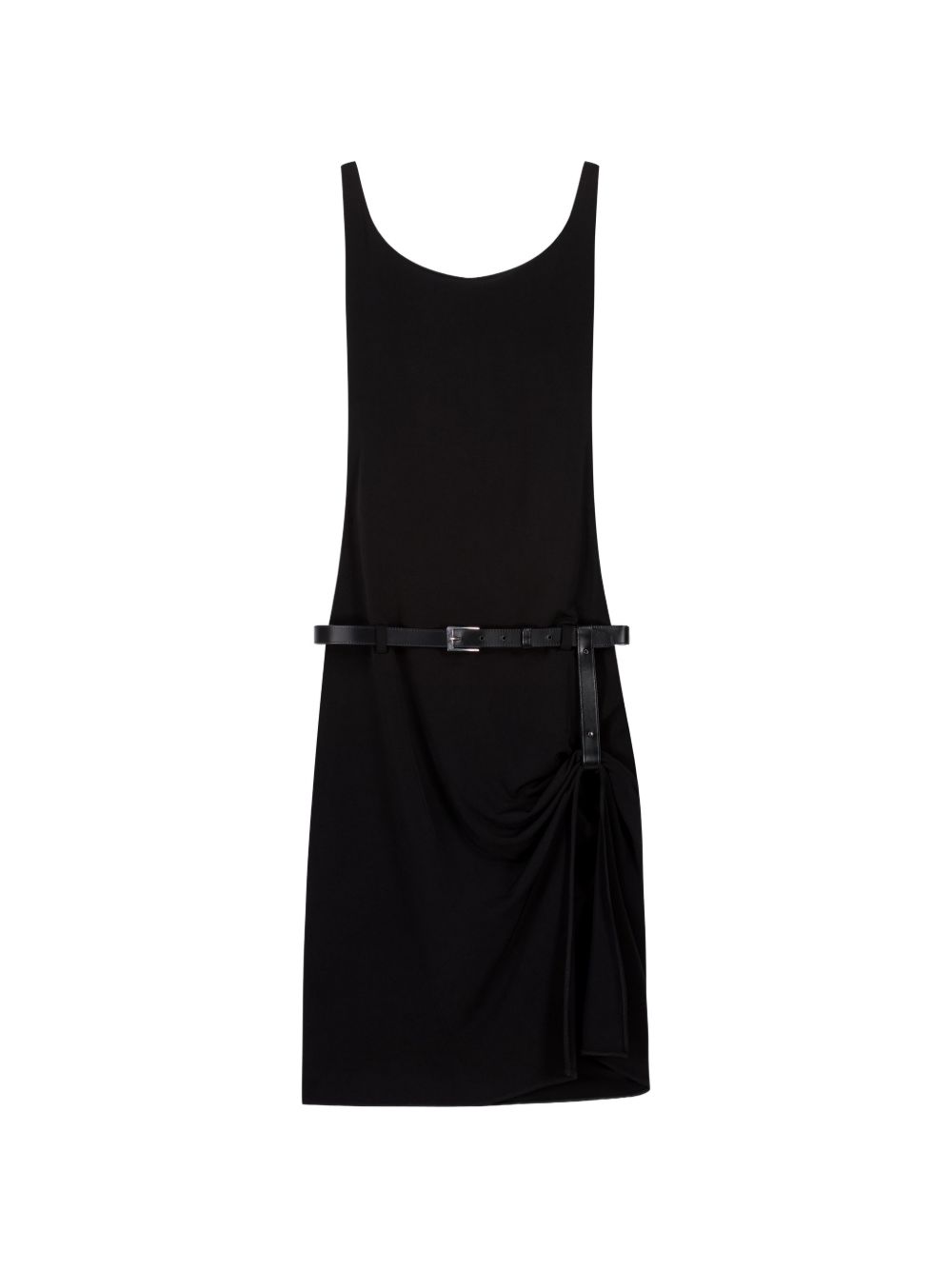 Black Sleeveless Fitted Ruched Mini Dress