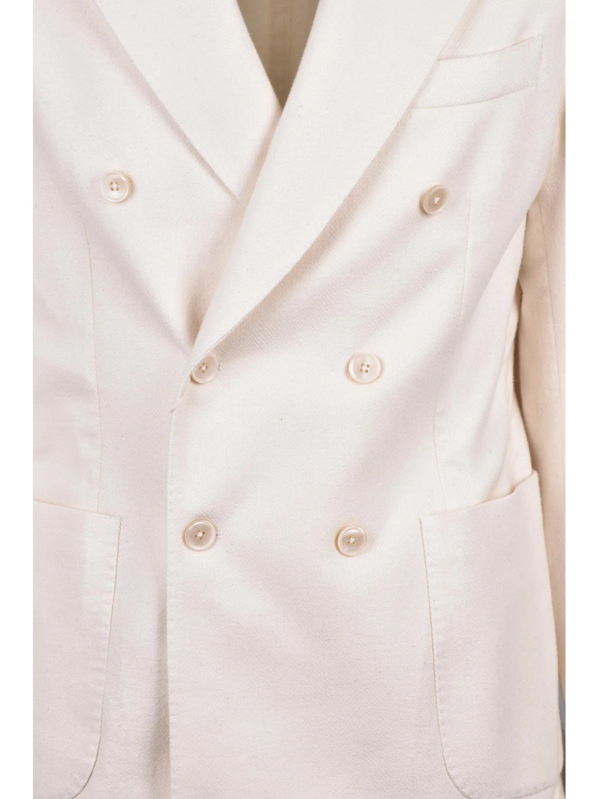 Beige Cotton Double-Breasted Jacket