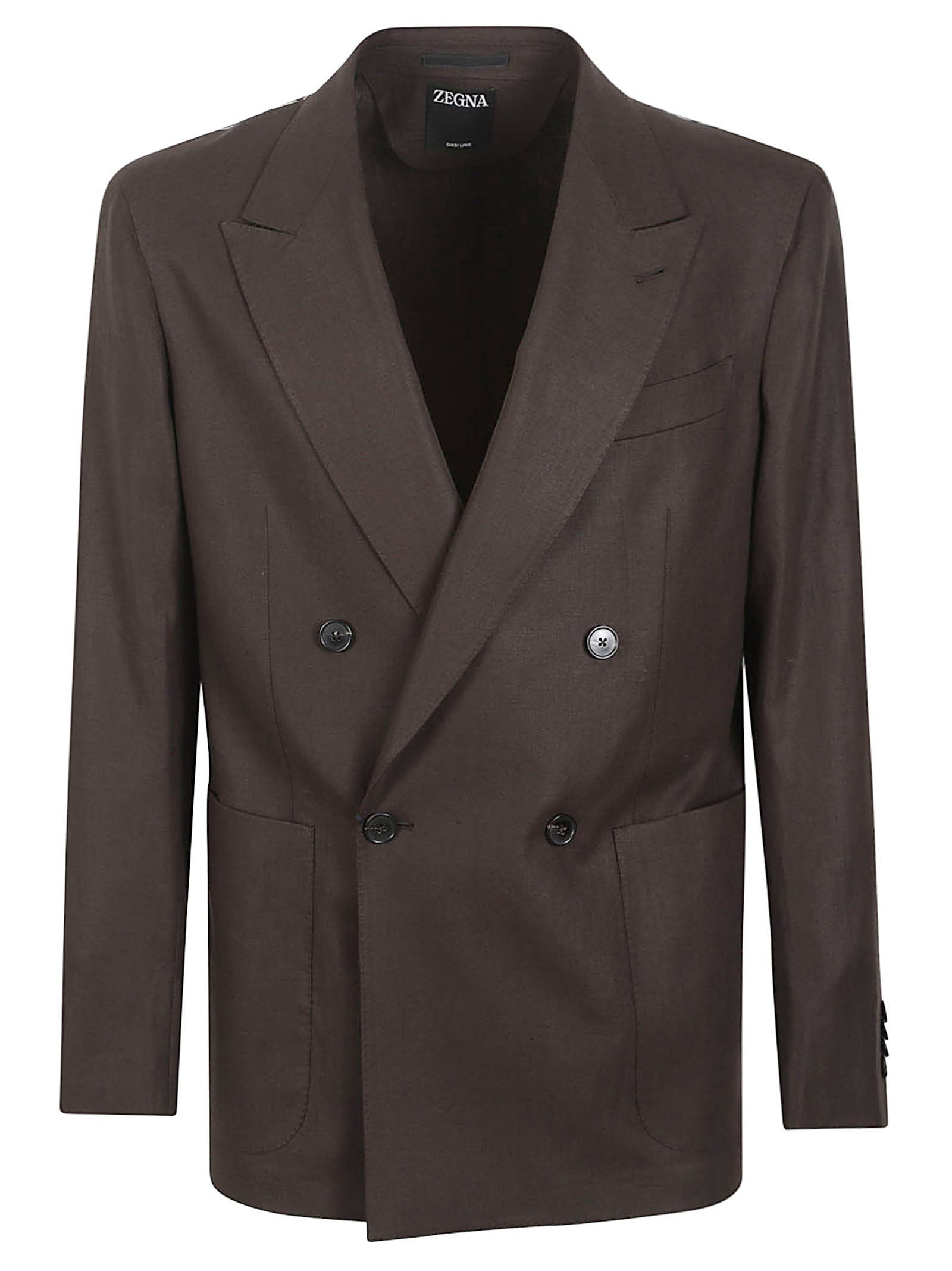 Double-Breasted Linen Jacket with Structured Silhouette