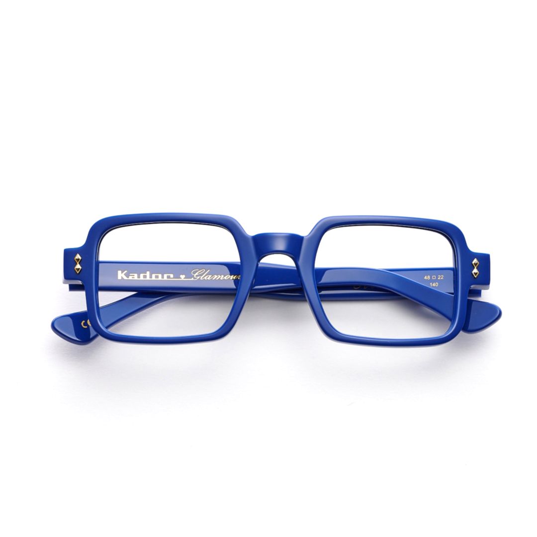 Kolette Glamour Bold Rectangular Blue Sunglasses with Gold Accents