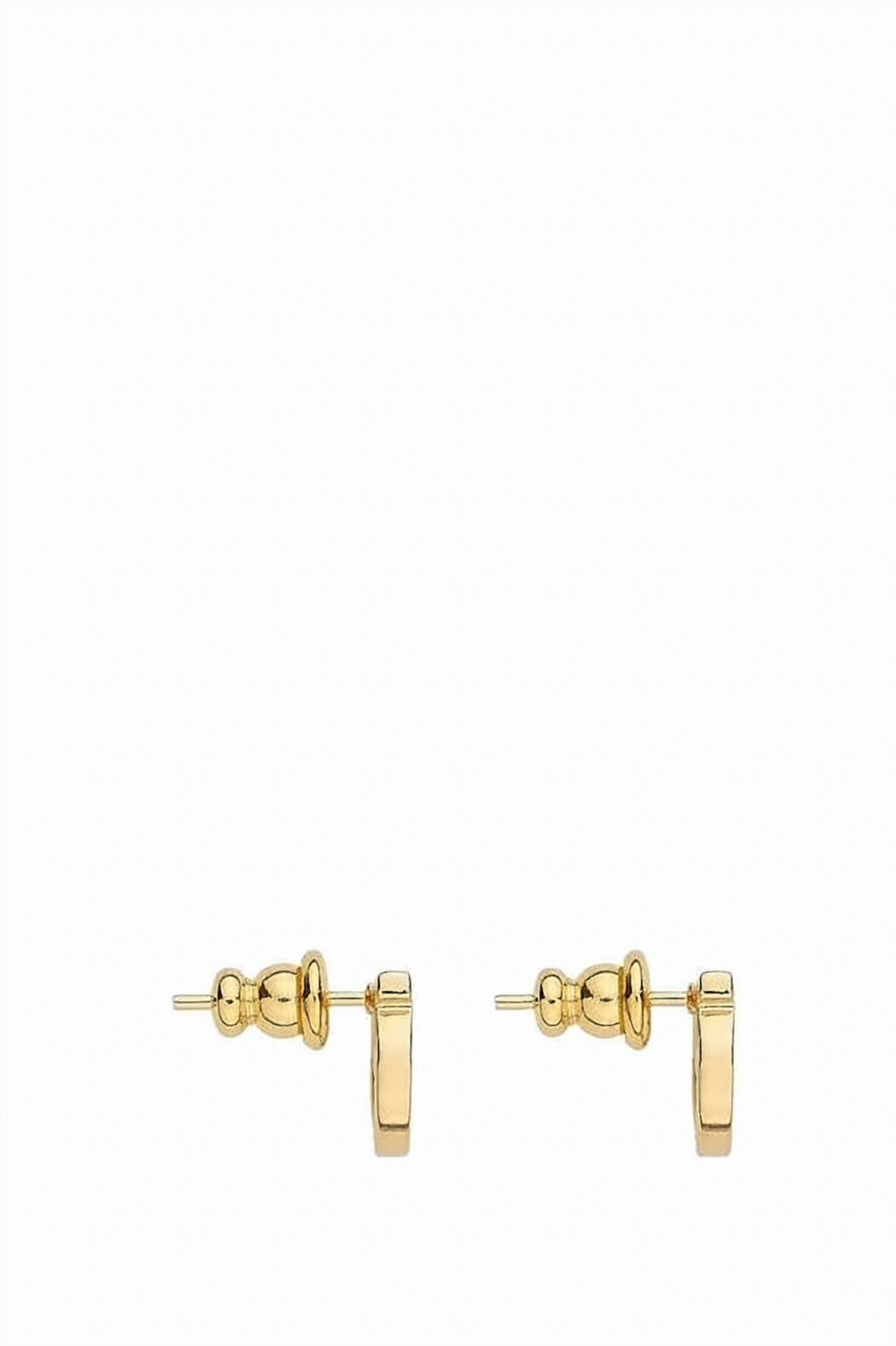 Polished Brass Stud Earrings with Open Oval Design