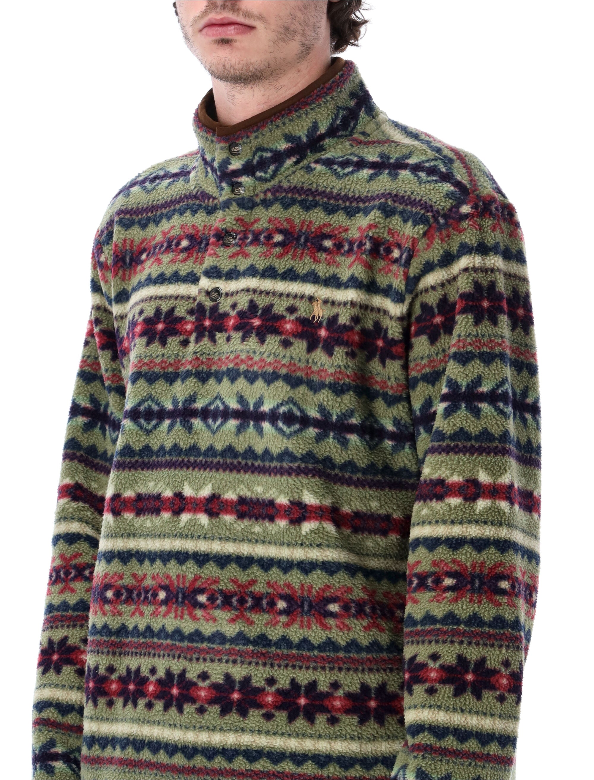 Textured Fleece Pullover With Stand Collar