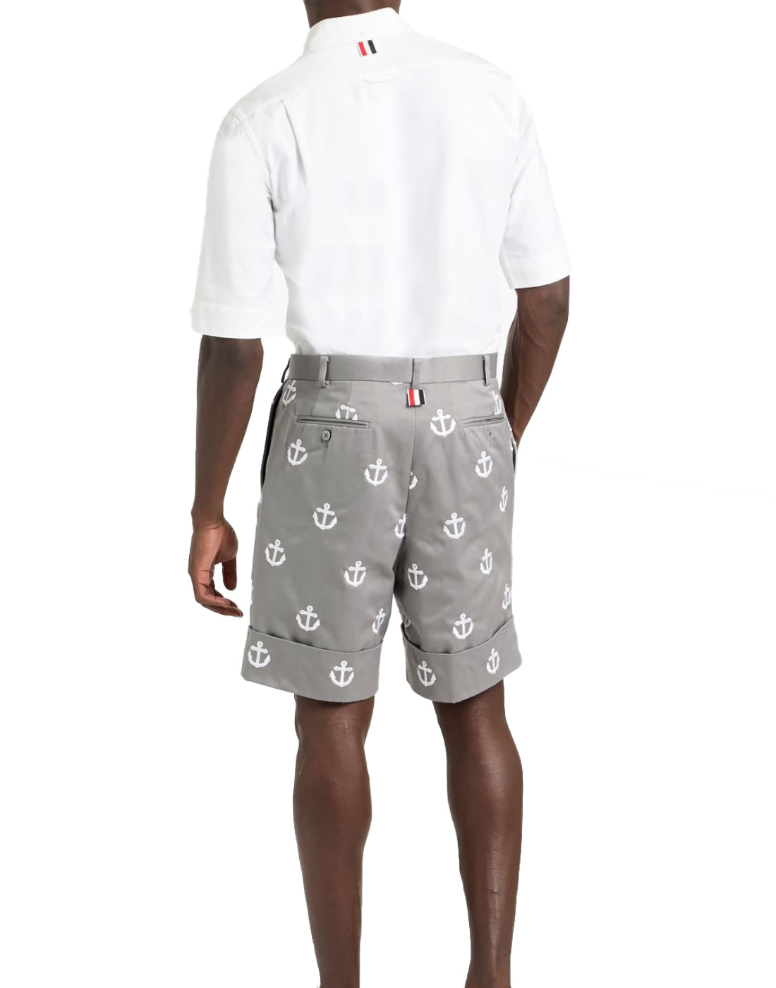 Tailored Shorts with Subtle Anchor Pattern