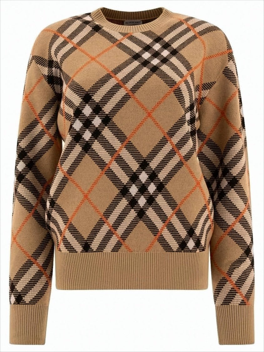Classic Check Sweater With Ribbed Cuffs